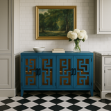 Runesay Navy Retro Solid Wood and MDF Sideboard - 60 in. W x 16 in. D x 34.1 in. H