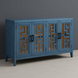 Runesay Navy Retro Solid Wood and MDF Sideboard - 60 in. W x 16 in. D x 34.1 in. H
