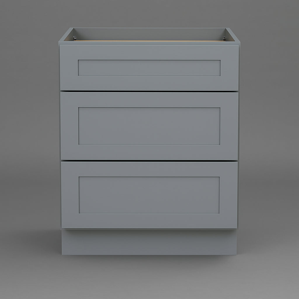 WOWOW Grey Painted Plywood Drawer Base Kitchen Cabinet with Soft Close