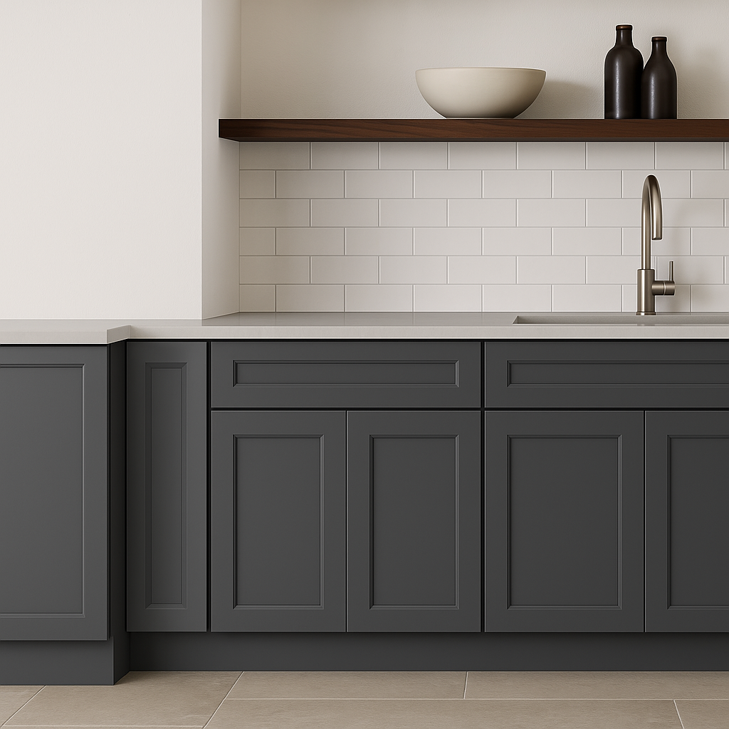 PELHAM & WHITE Keyport Shaker Charcoal Base Kitchen Cabinet - Tool-Free Assembly