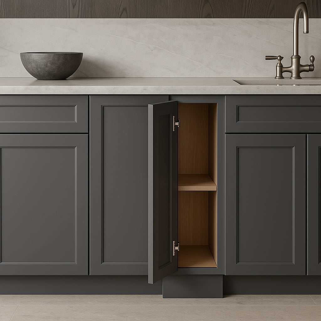 PELHAM & WHITE Keyport Shaker Charcoal Base Kitchen Cabinet - Tool-Free Assembly