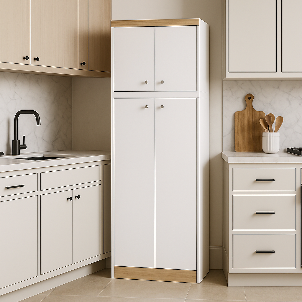 Inval America LLC GALLEY Kitchen Storage Utility Cabinet in White and Vienes Oak