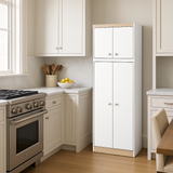Inval America LLC GALLEY Kitchen Storage Utility Cabinet in White and Vienes Oak