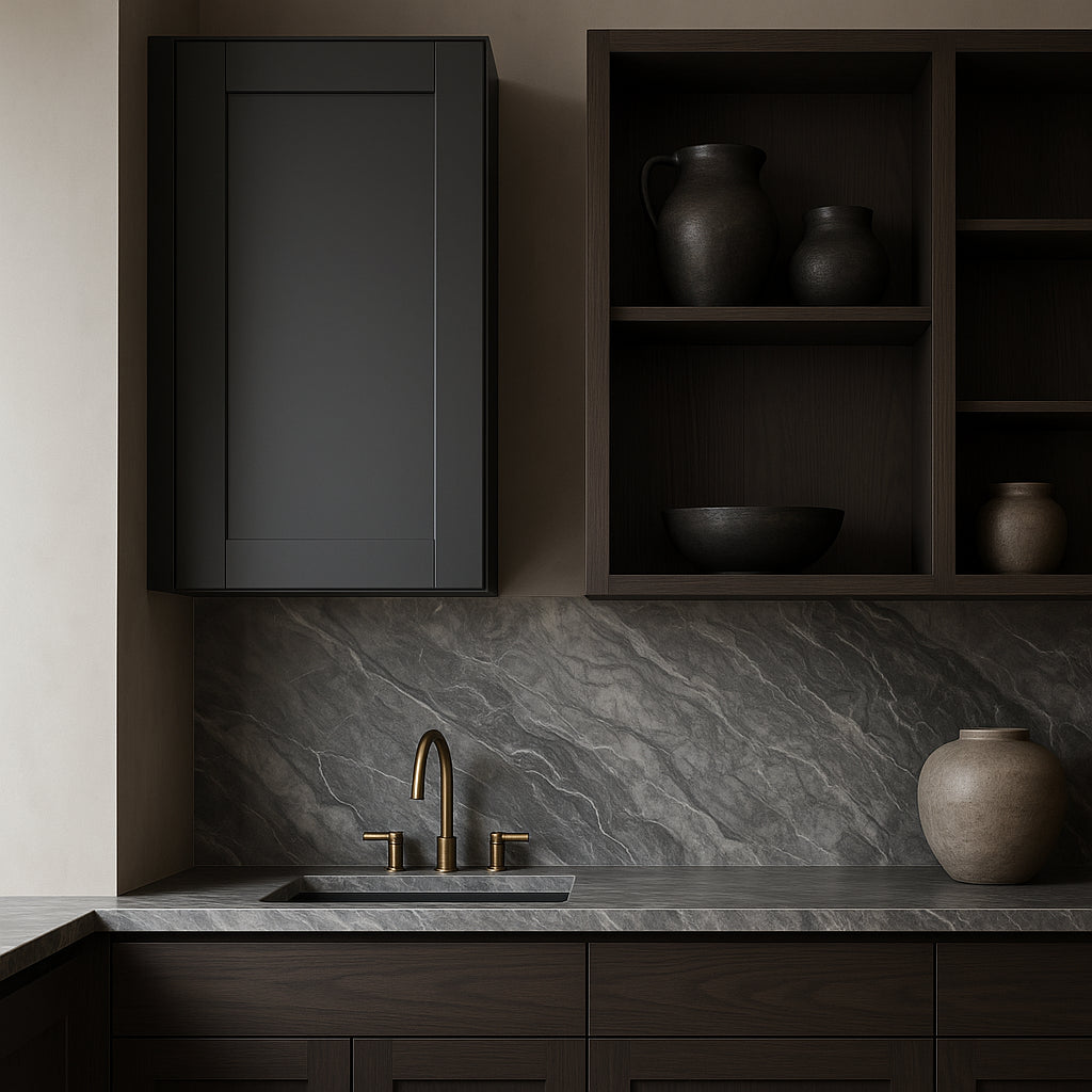 MILL'S PRIDE Richmond Venetian Onyx Plywood Shaker Wall Kitchen Cabinet, 18x12x30