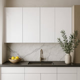 Cambridge Radiance White Gloss Slab Wall Kitchen Cabinet, 24x12x30 in.