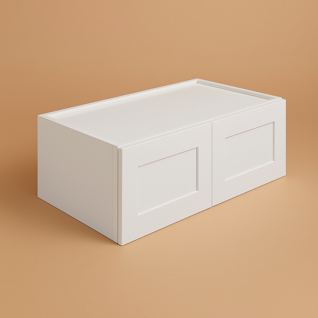 Plywell Shaker High Double Door Wall Cabinet, Ready to Assemble, White, 36x18x12 in.