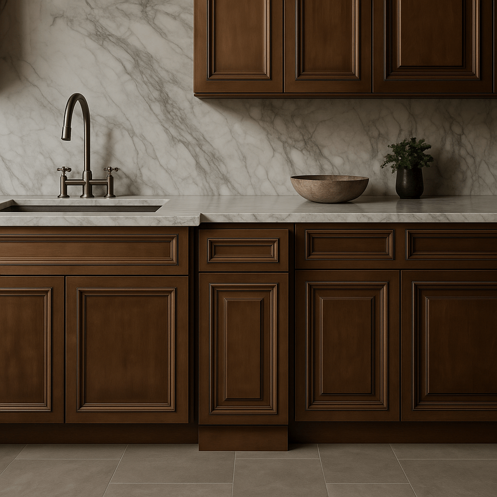 CASAINC 12" Dark Caramel Kitchen Base Cabinet with Drawer