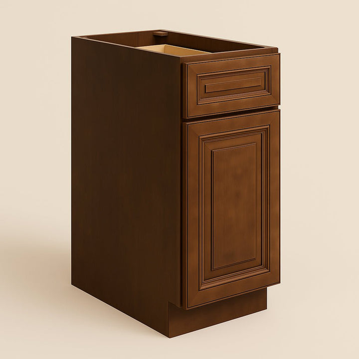 CASAINC 12" Dark Caramel Kitchen Base Cabinet with Drawer