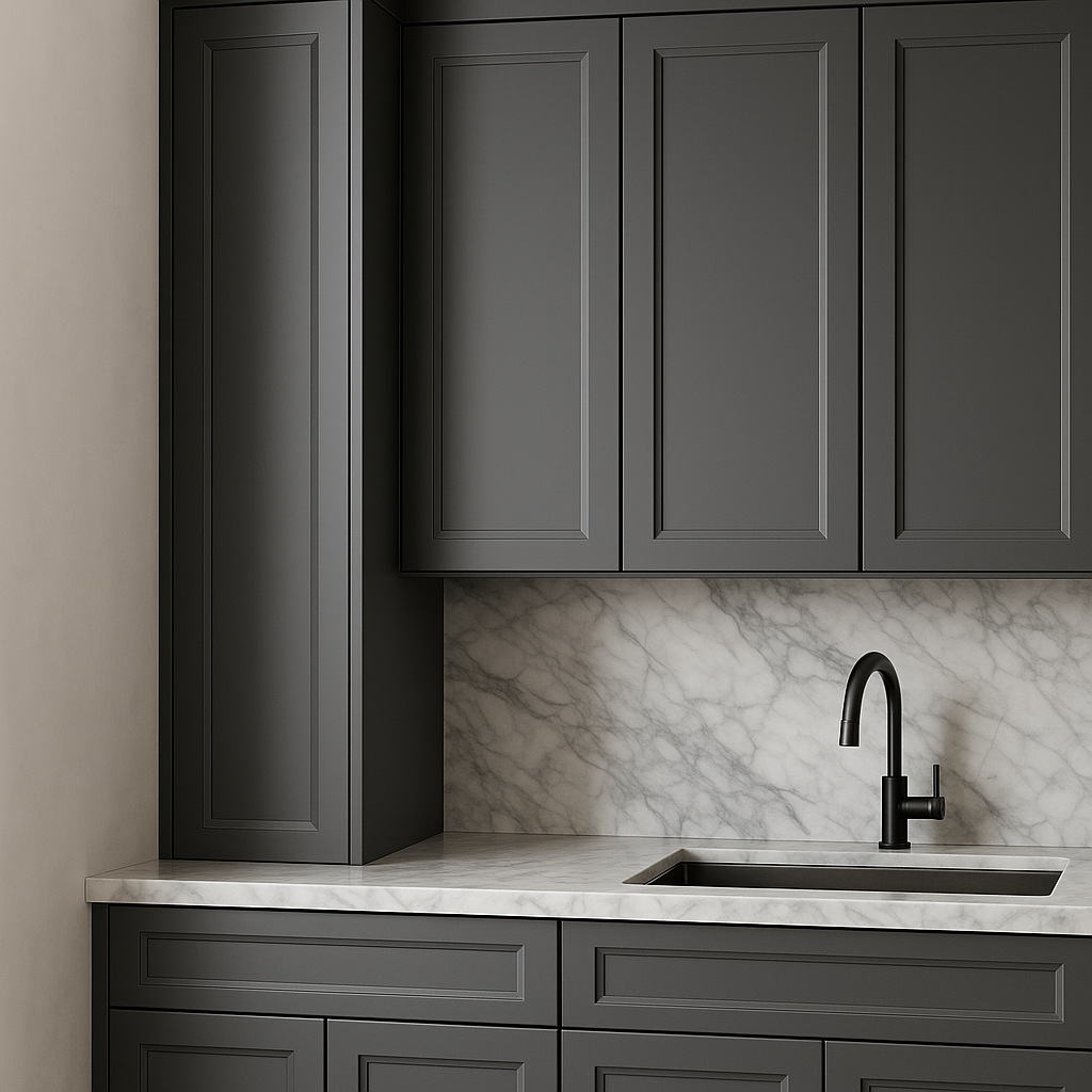 PELHAM & WHITE Keyport Shaker Wall Kitchen Cabinet, Charcoal, 18x12x42
