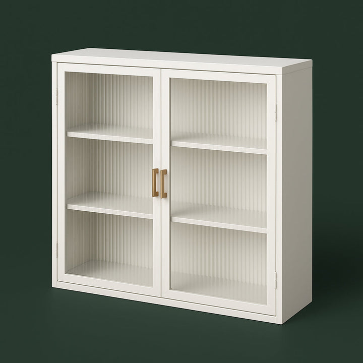 FUNKOL White Metal Wall Kitchen Cabinet with 3-Tier Storage