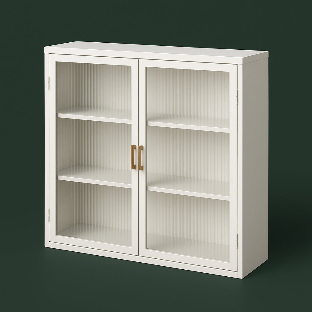 FUNKOL White Metal Wall Kitchen Cabinet with 3-Tier Storage