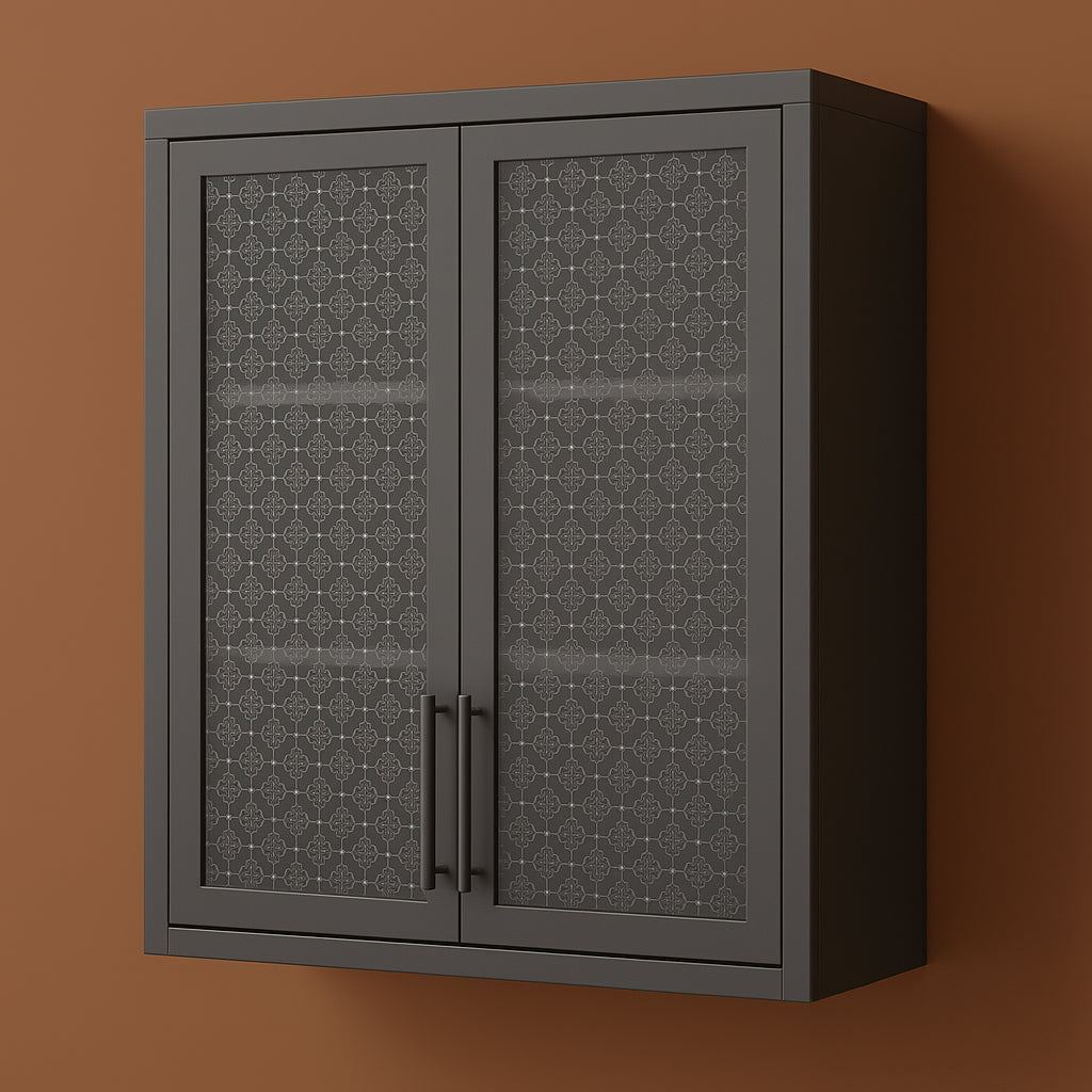 Aoibox Steel Wall Mounted Cabinet with Glass Door, Black, 31.50 in. W x 11.80 in. D x 30 in. H