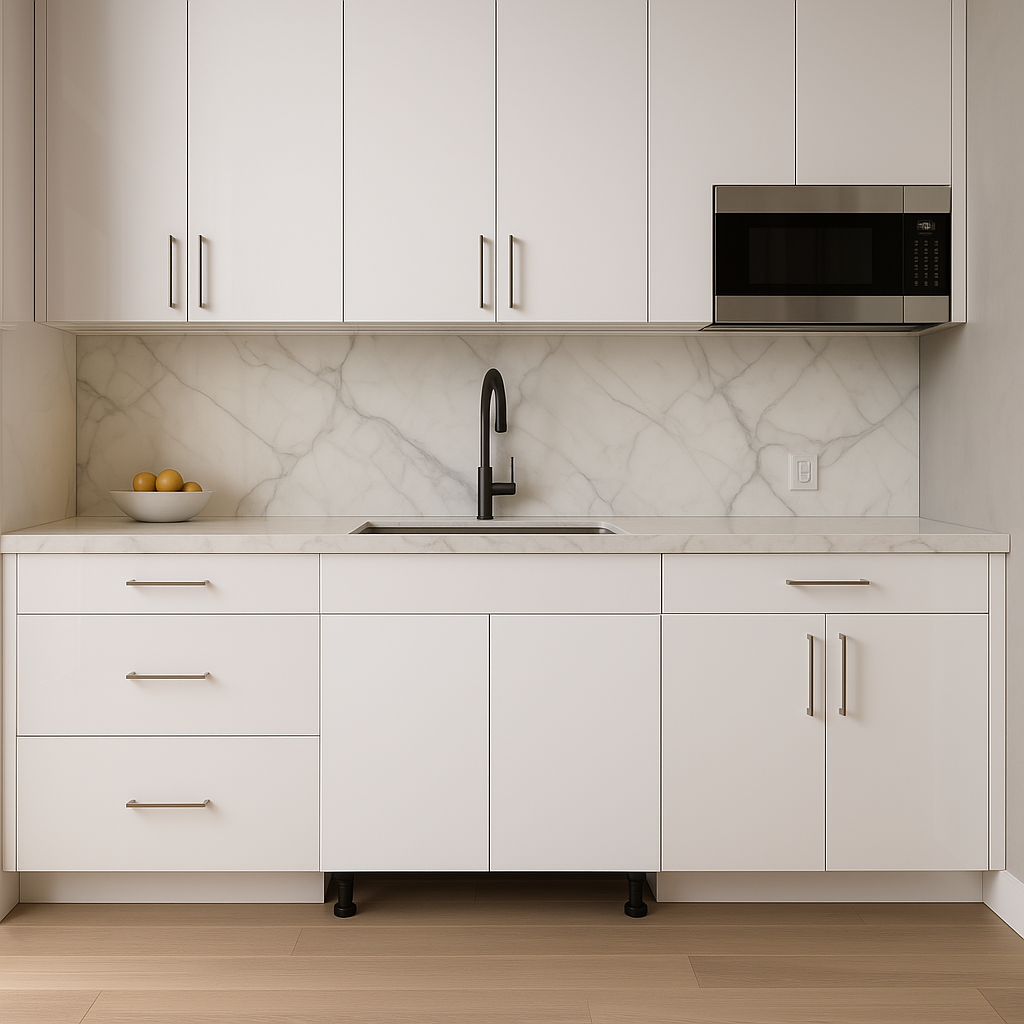 Cambridge Radiance 36 in. Ready to Assemble Slab Sink Base Kitchen Cabinet in White Gloss