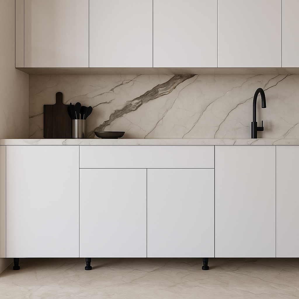 Cambridge Radiance 36 in. Ready to Assemble Slab Sink Base Kitchen Cabinet in White Gloss