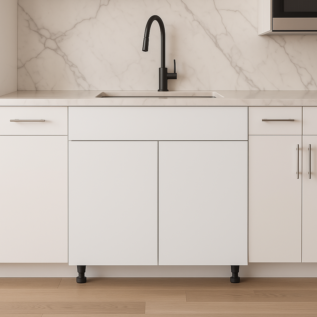 Cambridge Radiance 36 in. Ready to Assemble Slab Sink Base Kitchen Cabinet in White Gloss