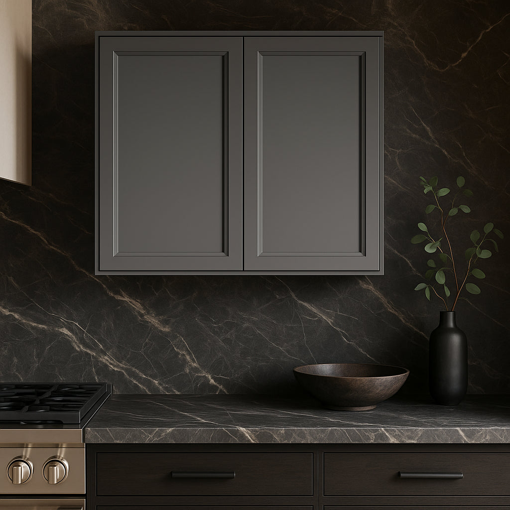 PELHAM & WHITE Keyport Shaker Wall Kitchen Cabinet, Charcoal, 36x12x30 in.