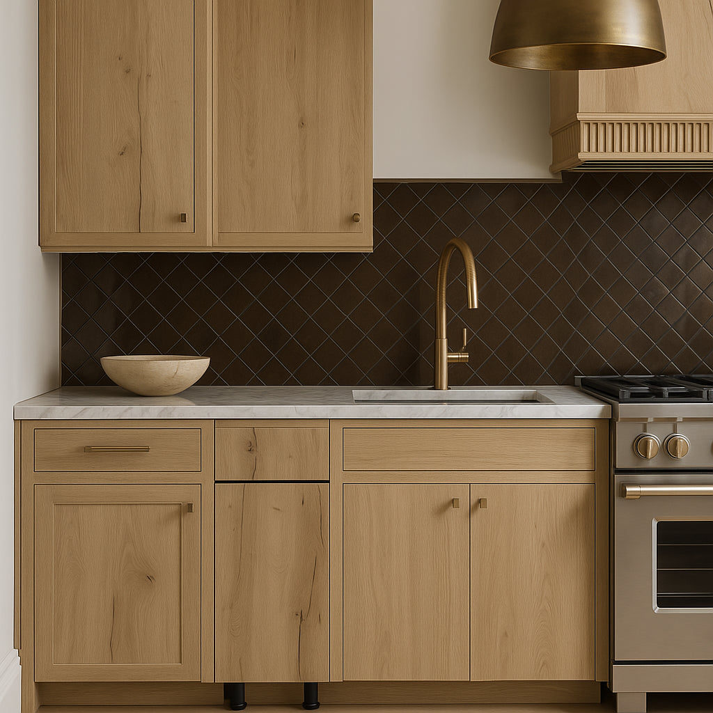 Cambridge Radiance Ready-to-Assemble Slab Base Kitchen Cabinet in Light Oak