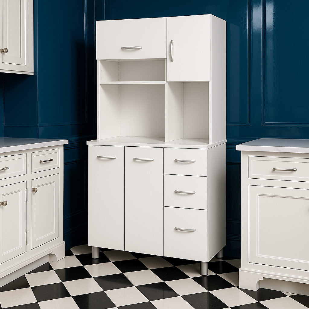 Inval Laricina Microwave Storage Utility Cabinet in White