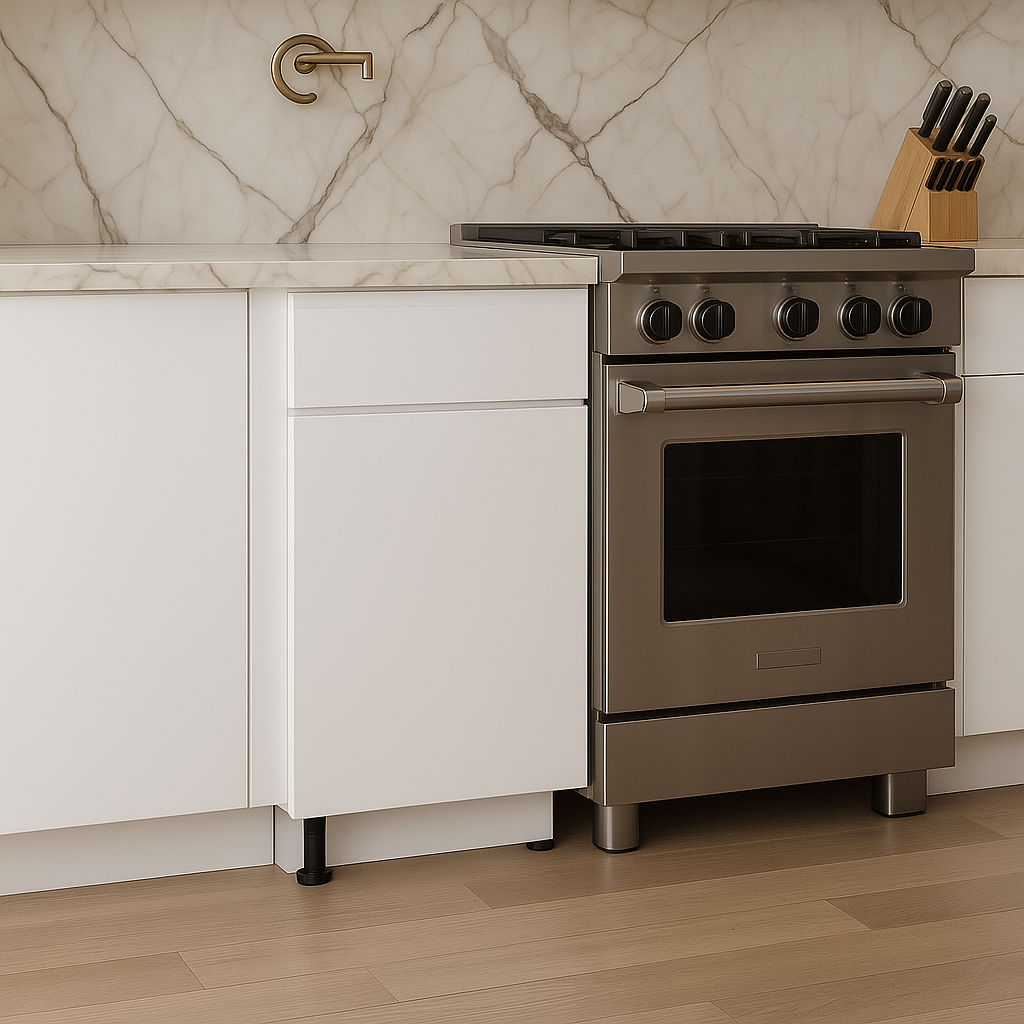 Cambridge Radiance White Gloss Slab Base Kitchen Cabinet - 12" W x 24" D x 34.5" H