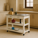 Inval Kitchen Utility Cart with Stainless Steel Top - White
