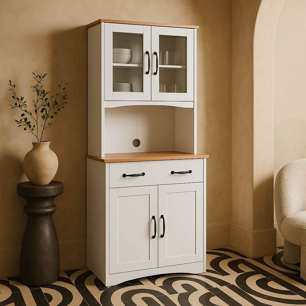 Aoibox Wood Kitchen Pantry Storage Cabinet with Doors and Drawer, White