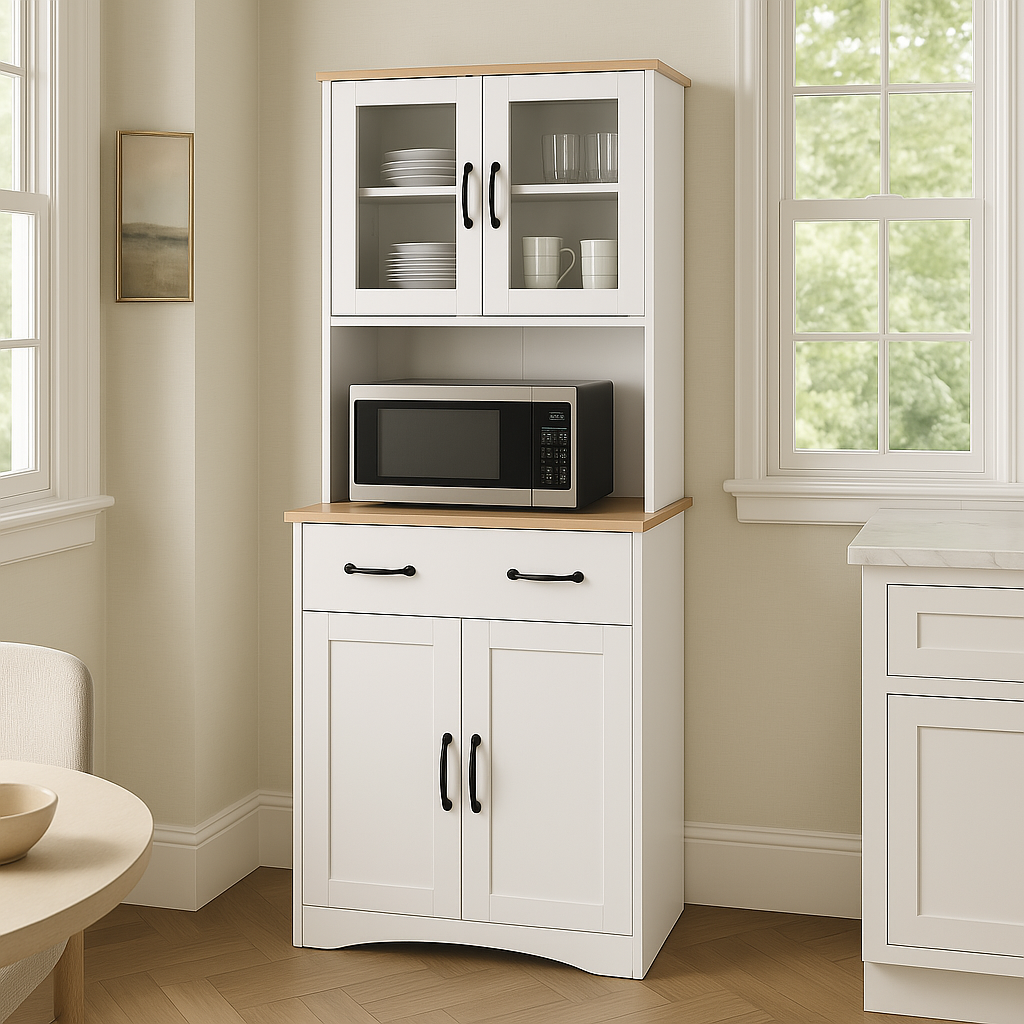 Aoibox Wood Kitchen Pantry Storage Cabinet with Doors and Drawer, White