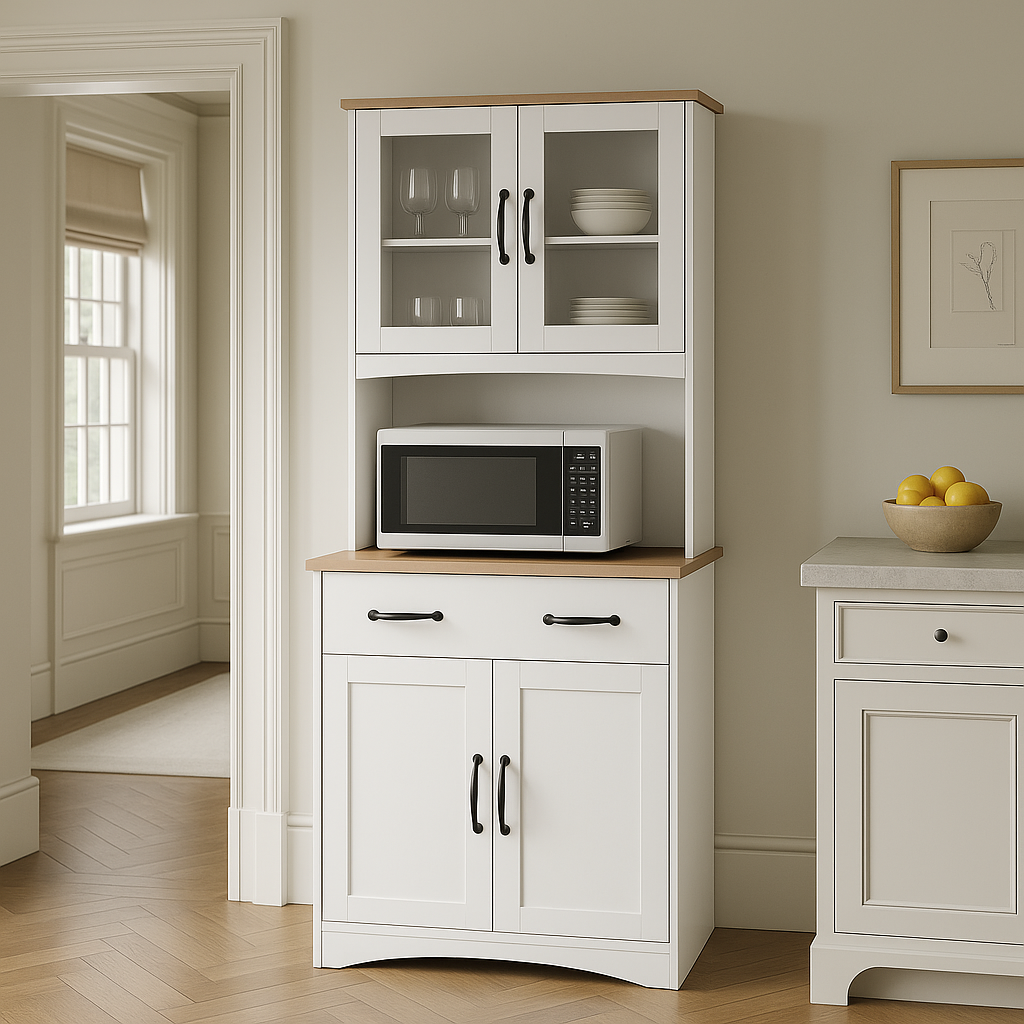 Aoibox Wood Kitchen Pantry Storage Cabinet with Doors and Drawer, White