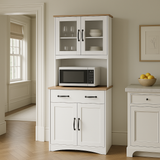 Aoibox Wood Kitchen Pantry Storage Cabinet with Doors and Drawer, White