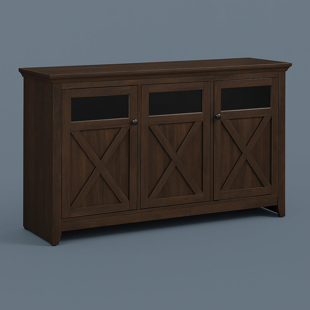 FUNKOL Espresso Vintage MDF Storage Cabinet with 3-Doors