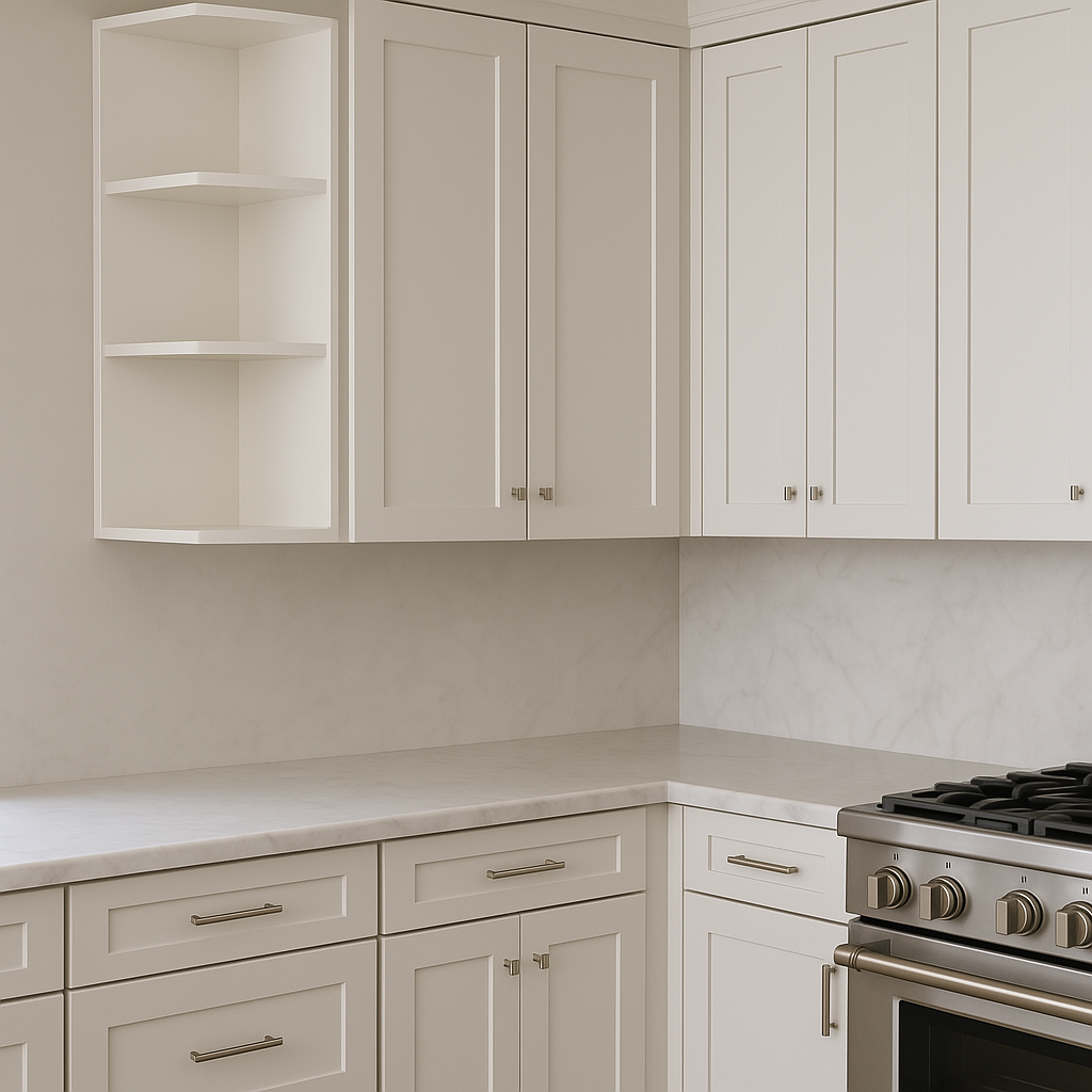 Bremen Cabinetry Shaker Wall End Open Shelf Cabinet in White