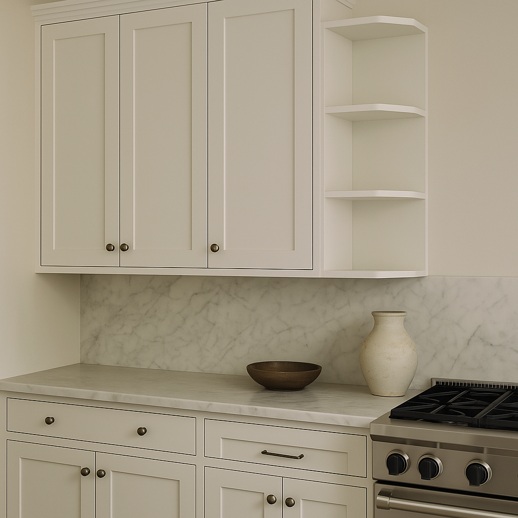 Bremen Cabinetry Shaker Wall End Open Shelf Cabinet in White