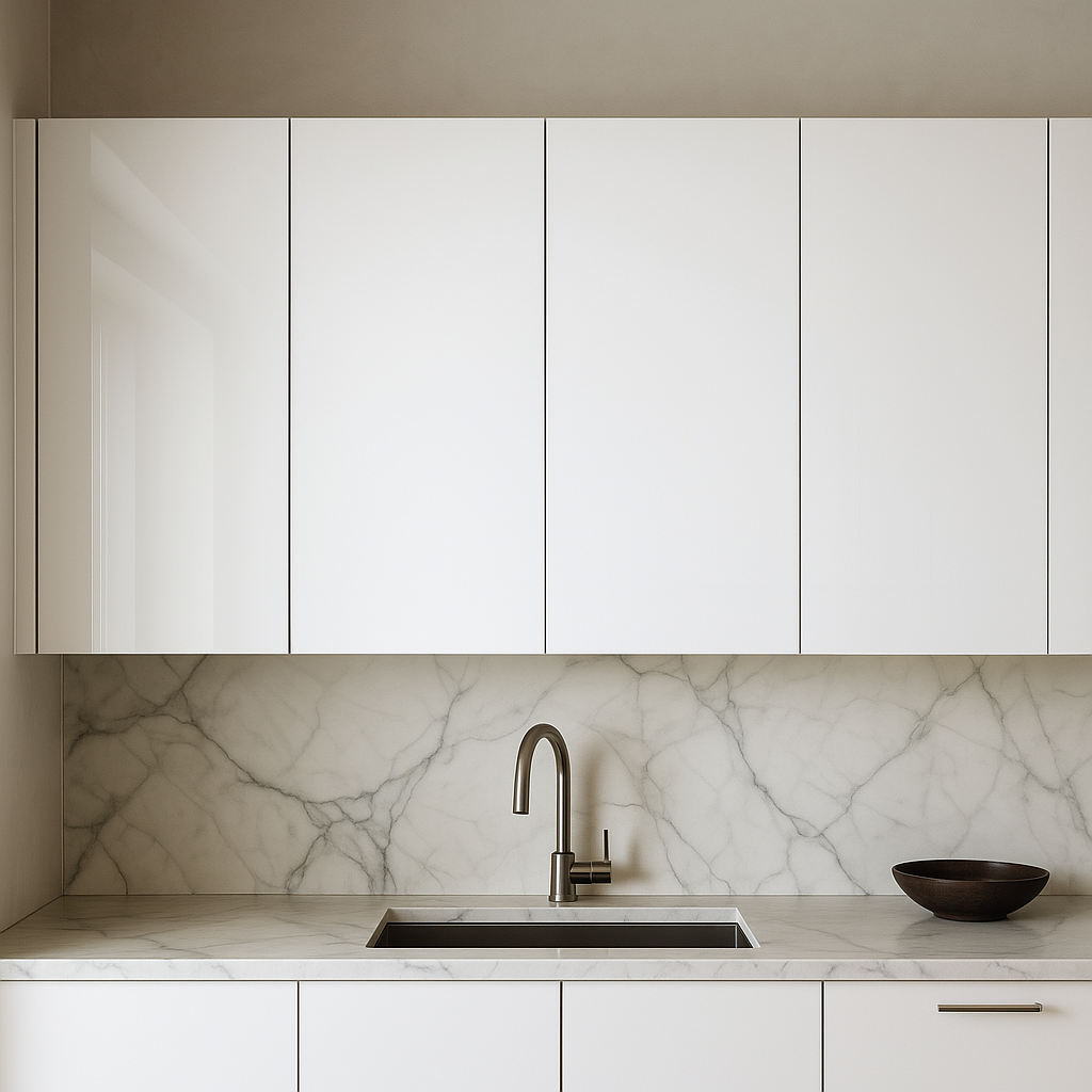 Cambridge Radiance Ready-to-Assemble Slab Wall Kitchen Cabinet in White Gloss