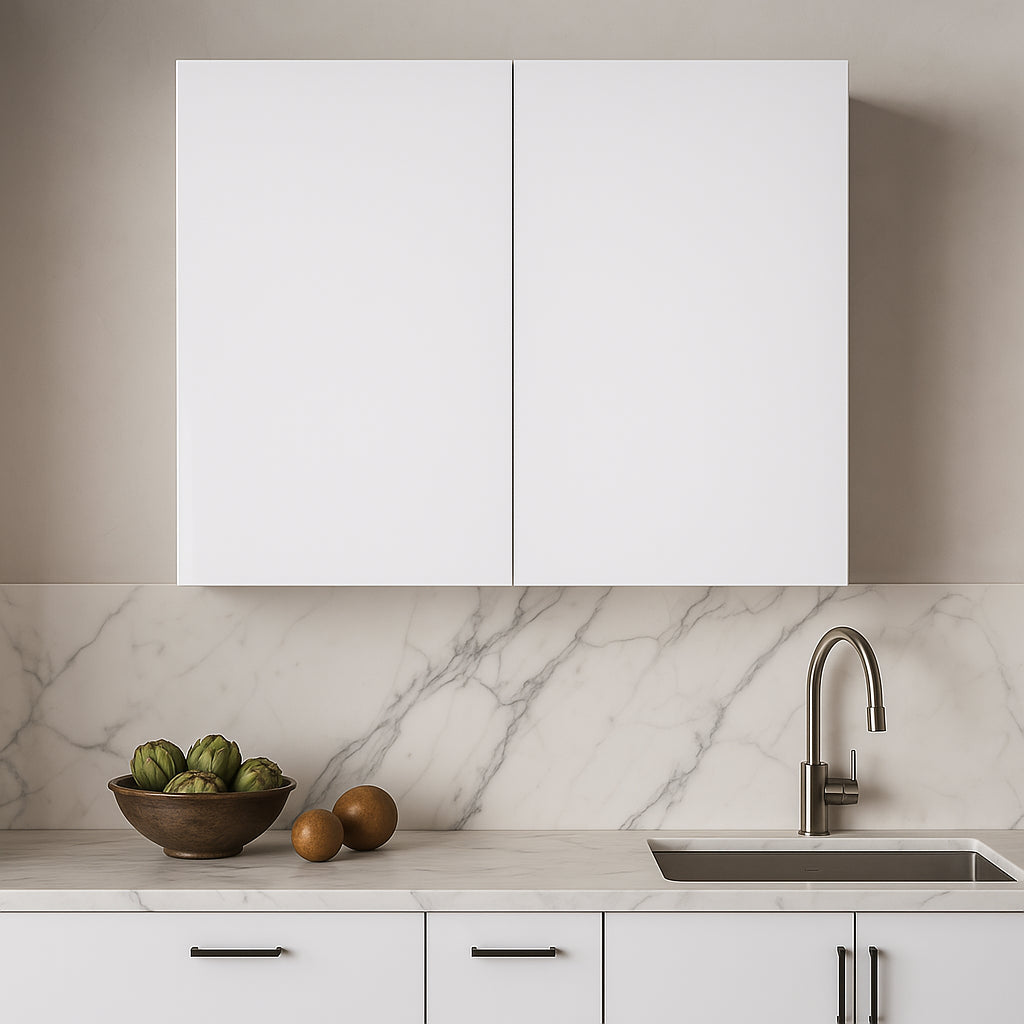 Cambridge Radiance Ready to Assemble Slab Wall Kitchen Cabinet in White Gloss - 33 in. W x 12 in. D x 36 in. H