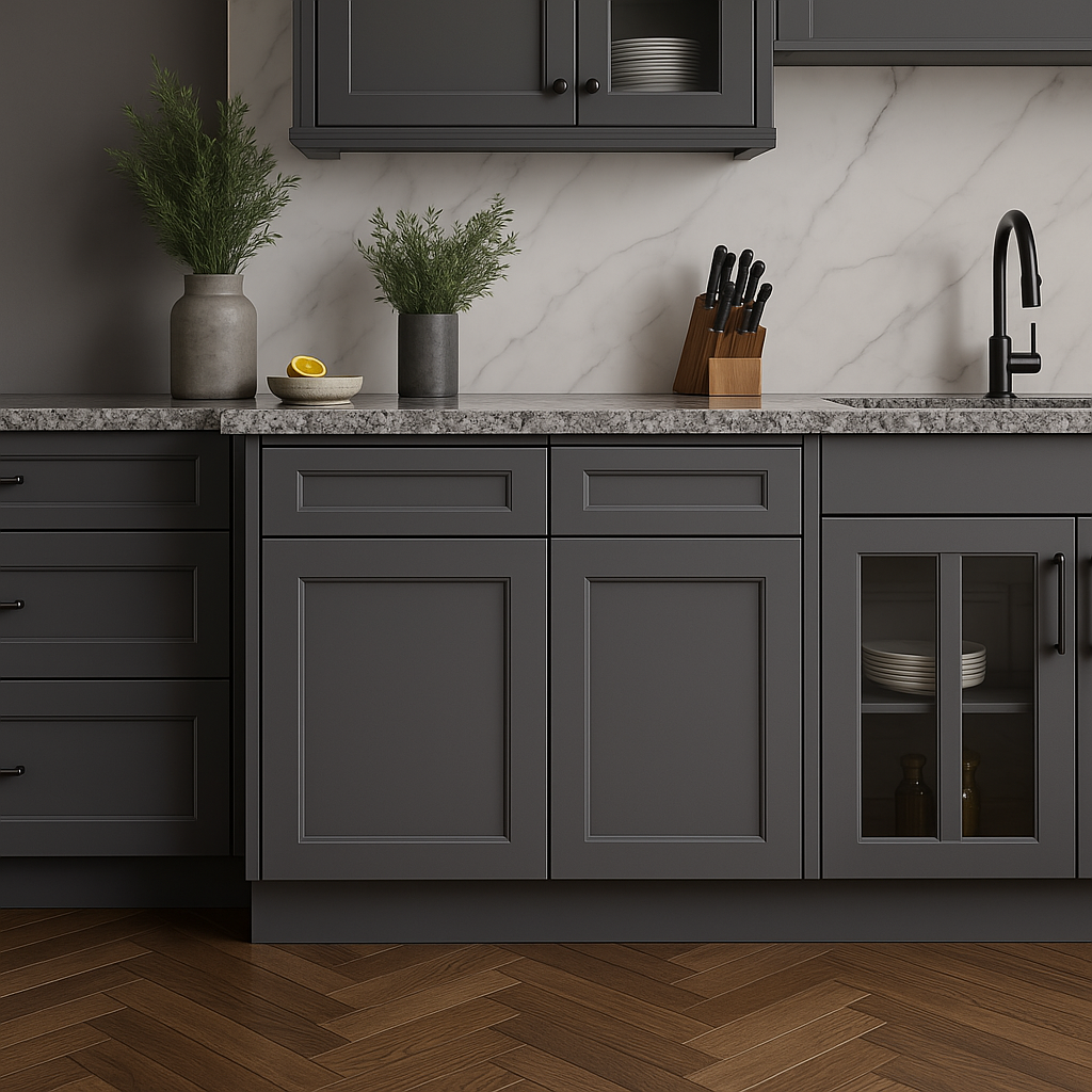 HOMEIBRO Shaker Grey Plywood Sink Base Cabinet - 33 in. W x 24 in. D x 34.5 in. H