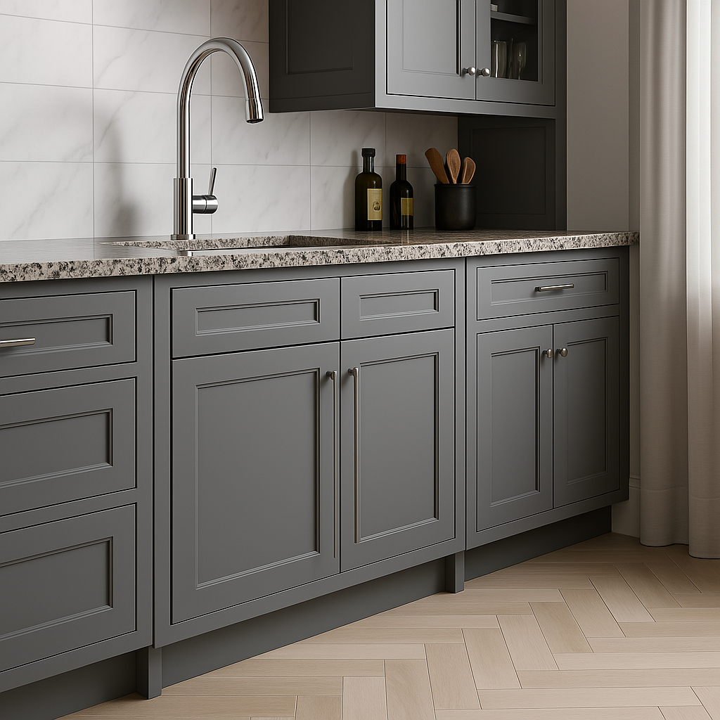 HOMEIBRO Shaker Grey Plywood Sink Base Cabinet - 33 in. W x 24 in. D x 34.5 in. H