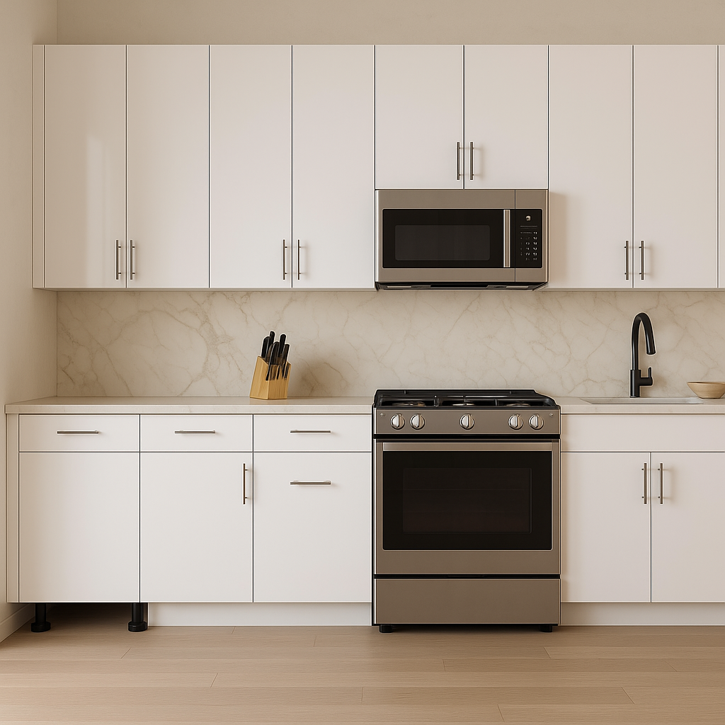 Cambridge Radiance Ready to Assemble Slab Base Kitchen Cabinet in White Gloss