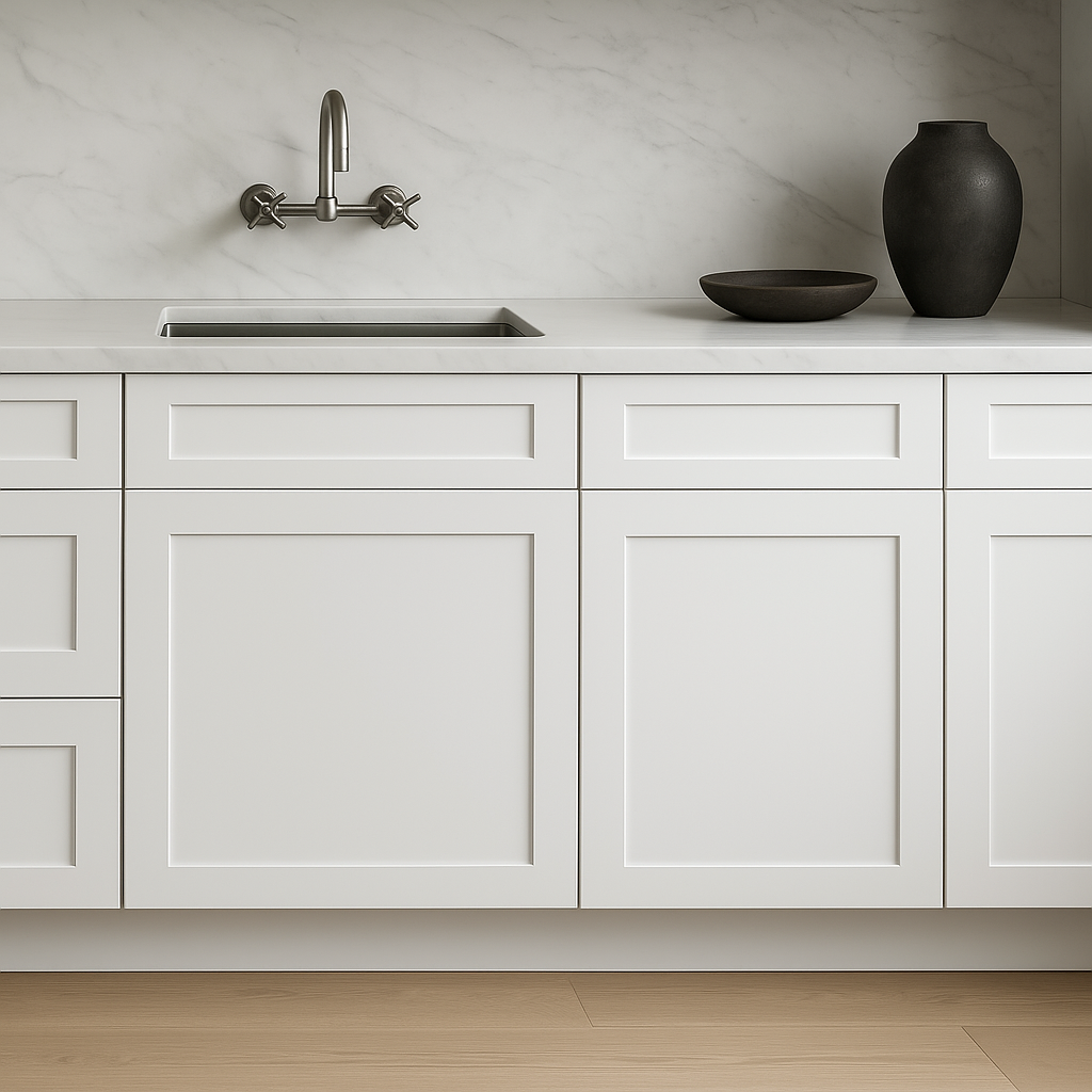 Plywell Ready to Assemble Shaker Base Cabinet with 1 Door and 1 Drawer in White