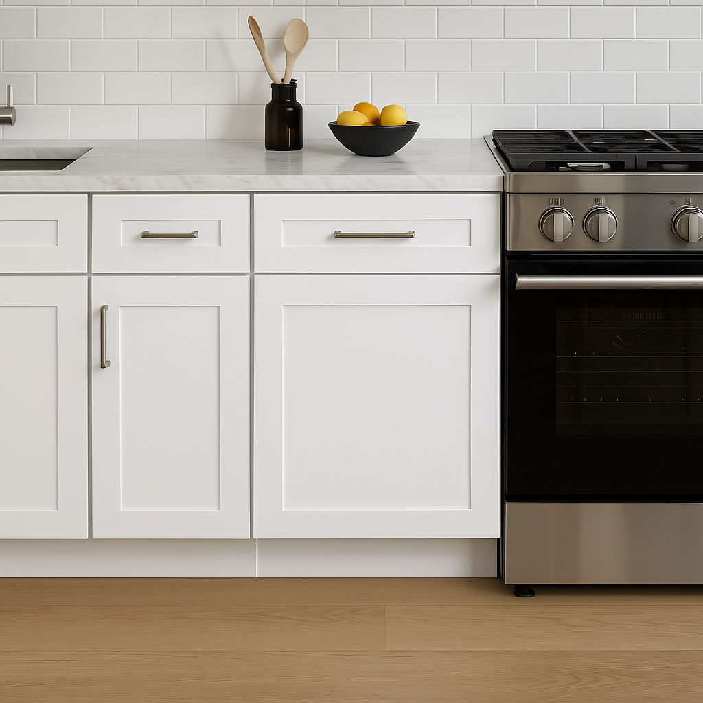 Plywell Ready to Assemble Shaker Base Cabinet with 1 Door and 1 Drawer in White