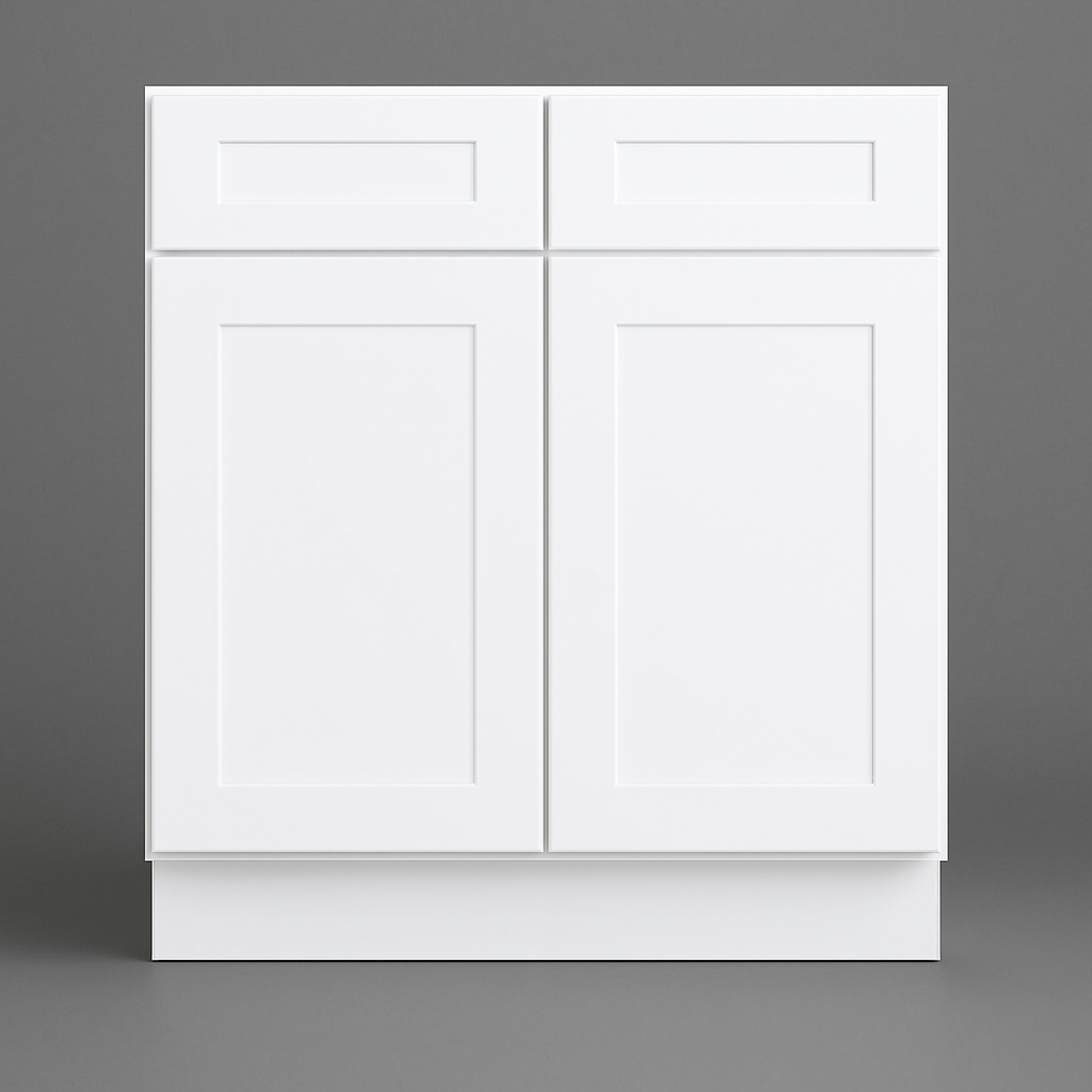 HOMEIBRO Shaker White Plywood Base Kitchen Cabinet with 2 Drawers and 2 Doors