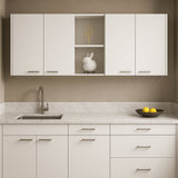 Amucolo White Wood Wall Kitchen Cabinet with Shelves and 4-Doors