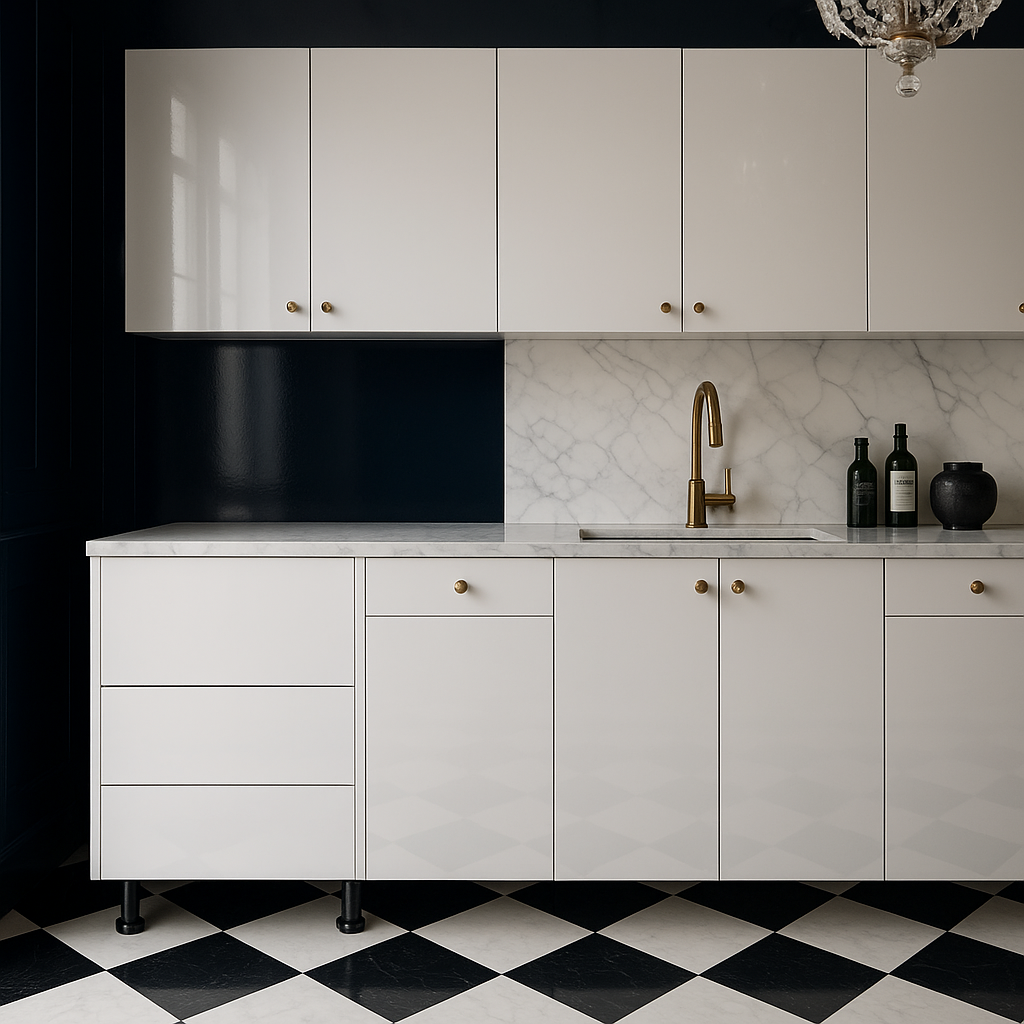 Cambridge Radiance White Gloss Slab Drawer Base Kitchen Cabinet