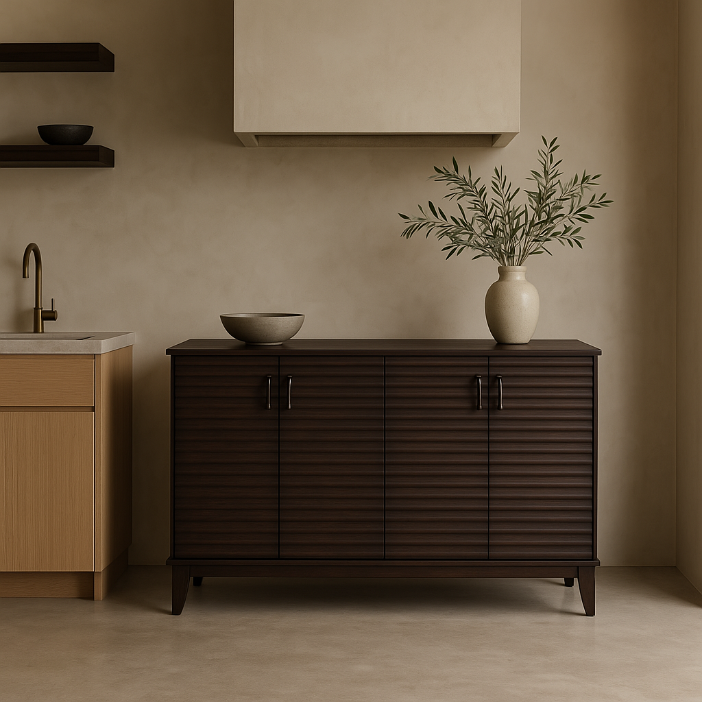 Unbranded 60 in. MDF Kitchen Cabinet in Espresso with 4 Doors