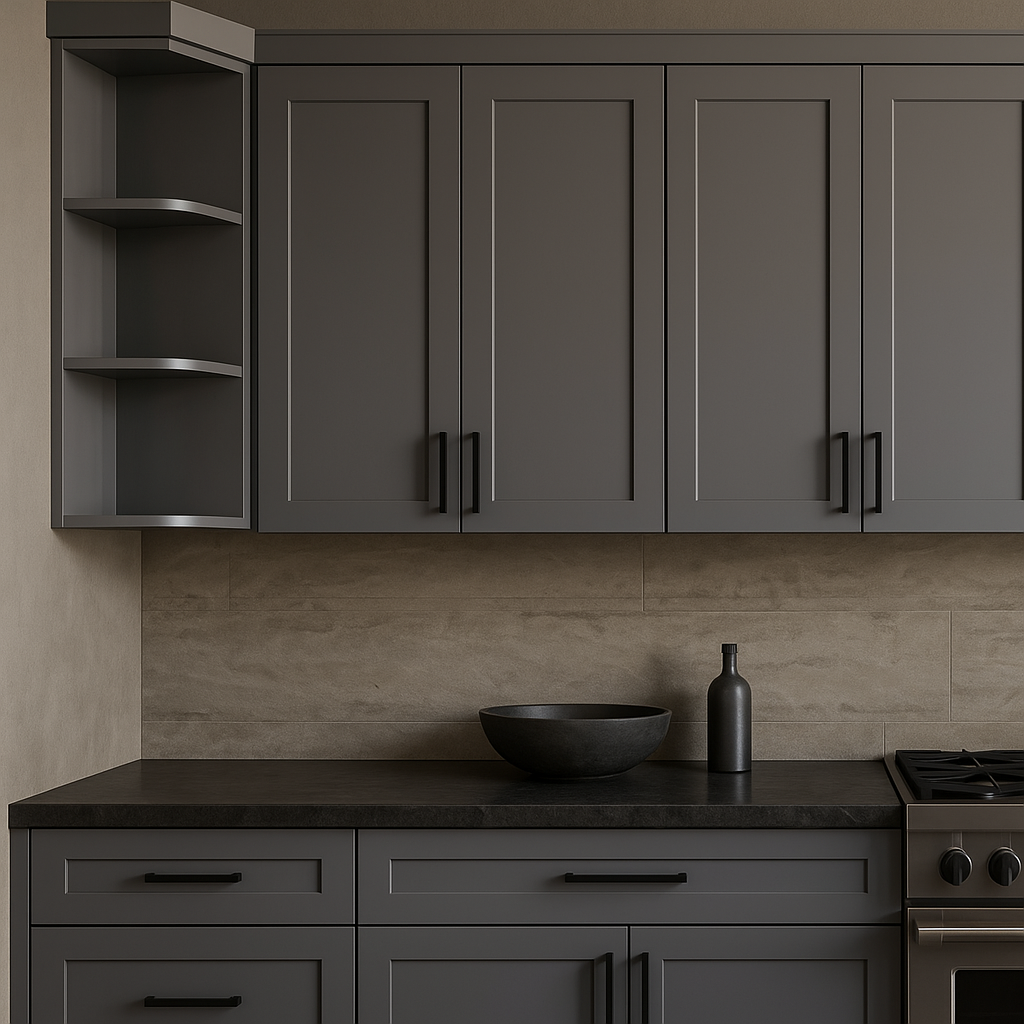 LIFEART CABINETRY Shaker Gray Wall Shelf with 3 Fixed Shelves