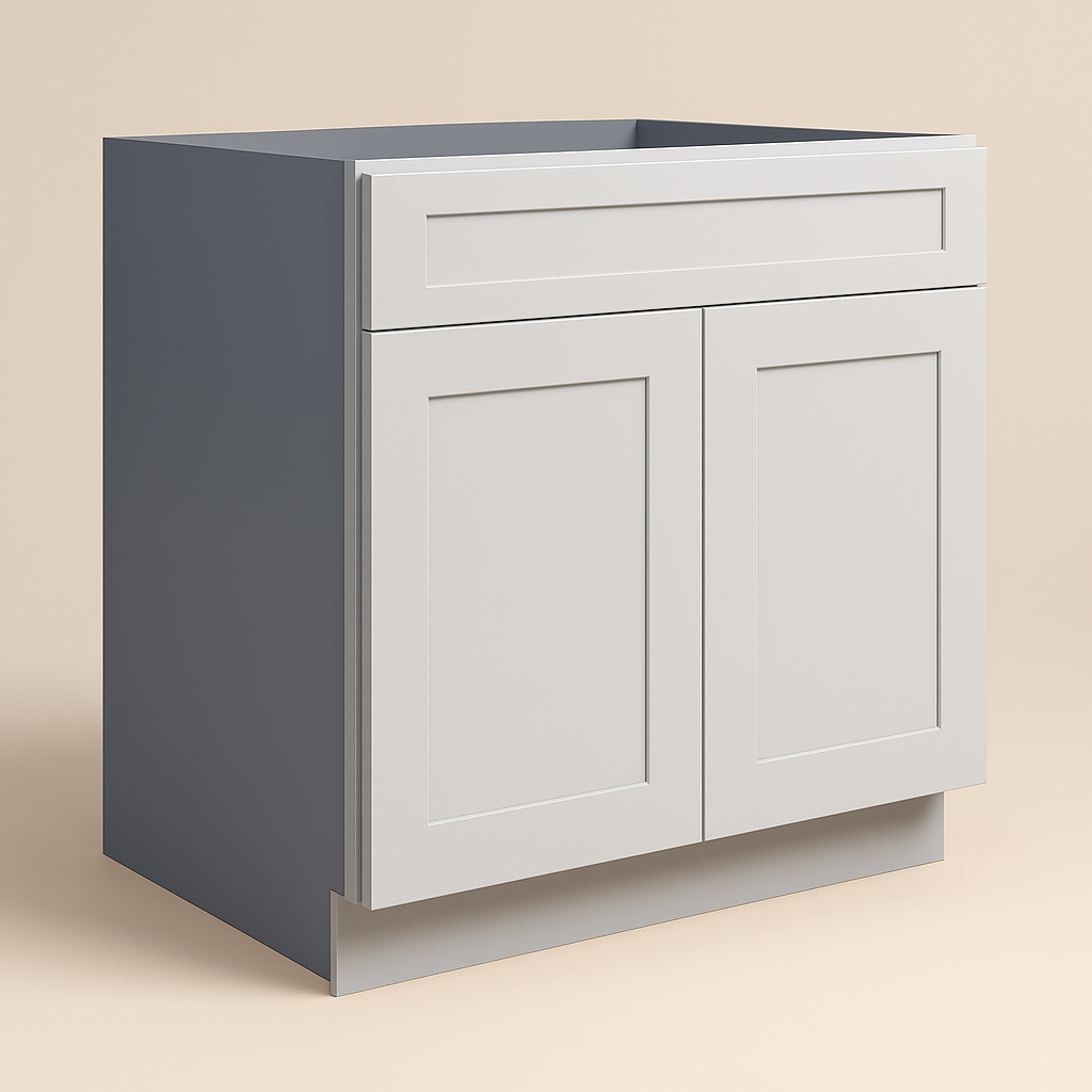 Plywell Shaker Sink Base Cabinet, Ready to Assemble, Gray