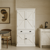 FUNKOL White MDF Kitchen Cabinet with Adjustable Shelves and Drawer