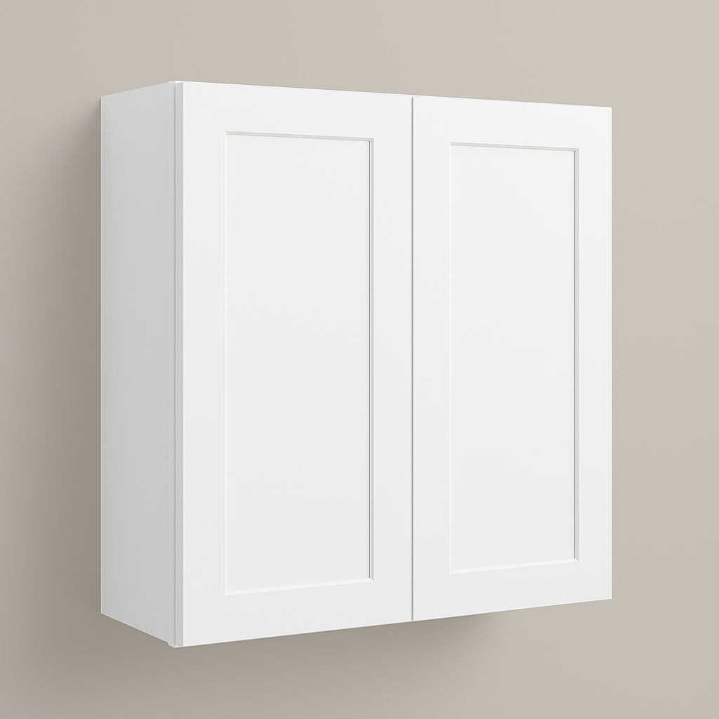 Plywell Shaker Double Door Wall Cabinet, Ready to Assemble, White, 36x30x12 in.
