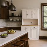 FUNKOL White Kitchen Cabinet with Microwave Countertop, 6 Doors and 1 Drawer