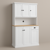 FUNKOL White Kitchen Cabinet with Microwave Countertop, 6 Doors and 1 Drawer