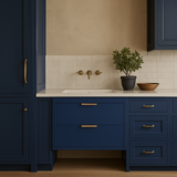 FUNKOL Blue MDF Wall Mounted Kitchen Cabinet with White Sink, Ready to Assemble
