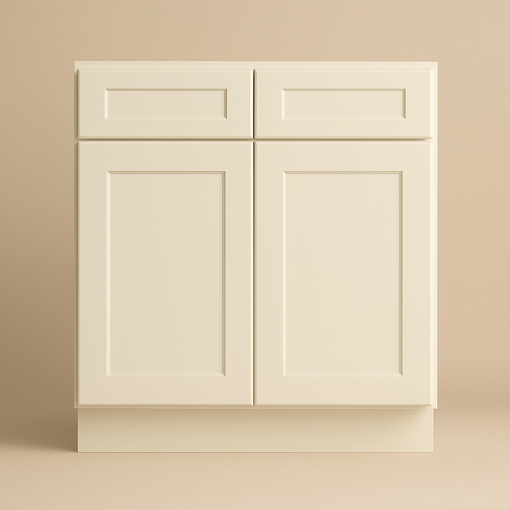 HOMEIBRO Newport Antique White Shaker Style Base Kitchen Cabinet - 33 in. W x 24 in. D x 34.5 in. H